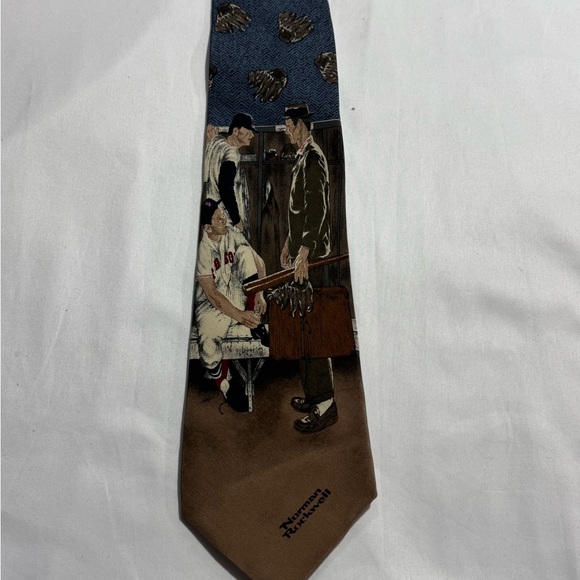 3 VINTAGE NORMAN ROCKWELL SILK TIES. DOCTOR, GOLFER, & BOSTON RED SOCKS BASEBALL - Picture 7 of 7